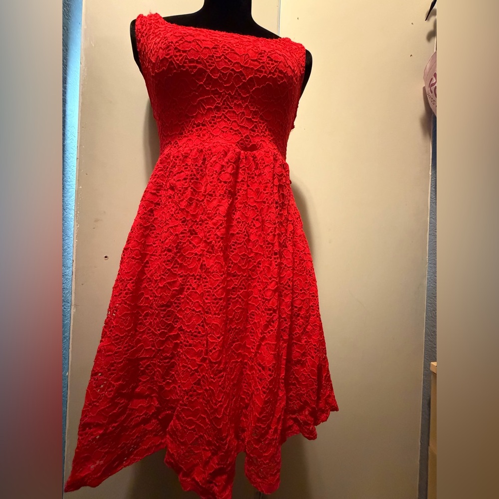 Ambiance Red Strapless Lace Fit-and-Flare Dress